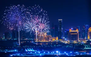 Qatar's Magical View Fireworks Display Wallpaper