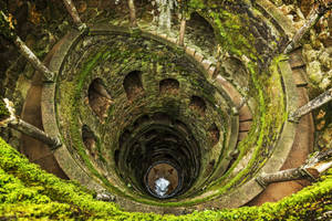 Quinta Da Regaleira Sintra Spiral Staircase Wallpaper