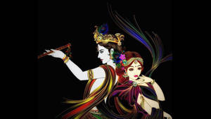 Radha Krishna 3d Back-to-back Wallpaper