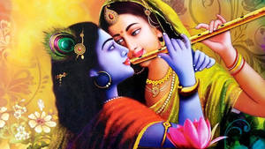 Radha Krishna 3d Faces In Close Wallpaper