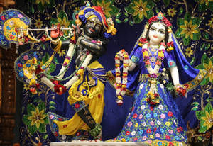 Radha Krishna 3d Festive Altar Wallpaper