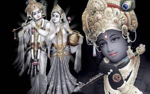 Radha Krishna 3d Gray Skin Wallpaper