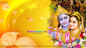 Radha Krishna 3d Smiling At Each Other Wallpaper