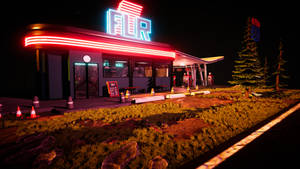 Radiant Gas Station Neon Lights Wallpaper