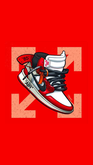 Radiant Red Cartoon Shoe Wallpaper