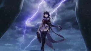 Raiden Shogun In The Rain Wallpaper