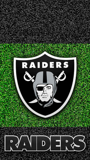 Raiders Football Team Logoon Grass Background Wallpaper