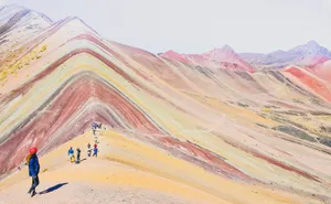 Rainbow Mountain With Tourists Cusco Peru Wallpaper