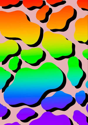 Rainbow Neon Cow Print Wallpaper