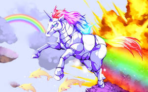 Rainbow Unicorn Colored Sketch Wallpaper