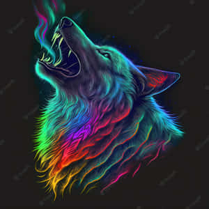 Rainbow Wolf Cool Art Wallpaper