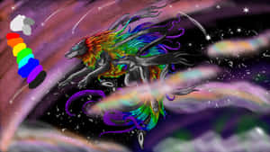 Rainbow Wolf In Space Wallpaper