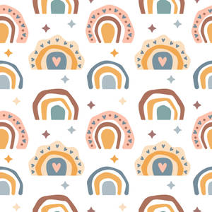 Rainbows And Hearts Pattern Wallpaper