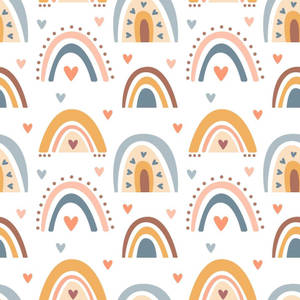 Rainbows And Hearts Pattern Wallpaper