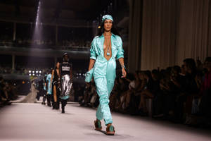 Ralph Lauren Corporation Blue Clothes Catwalk Wallpaper