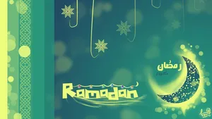 Ramadan Ornate Green Crescent Moon Wallpaper