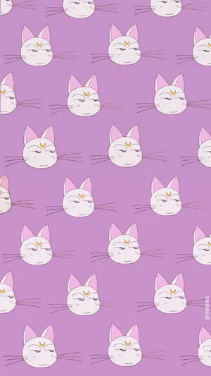 Random Cute Artemis Sailor Moon Pattern Wallpaper