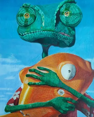 Rango Over Blue Backdrop Wallpaper