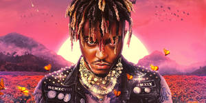 Rapper Juice Wrld Performs On Stage, Wearing Pink. Wallpaper