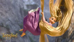 Rapunzel Unleashing Her Hair And Free-falling Wallpaper