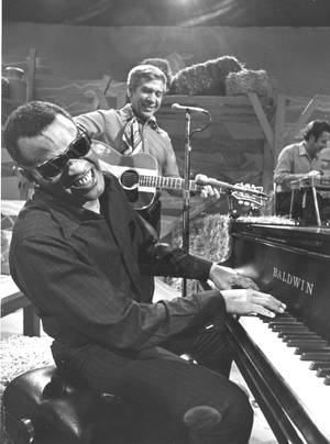 Ray Charles With A Guitarist Wallpaper