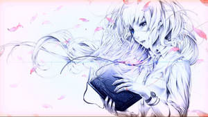 Reading Girl Anime Drawing Wallpaper