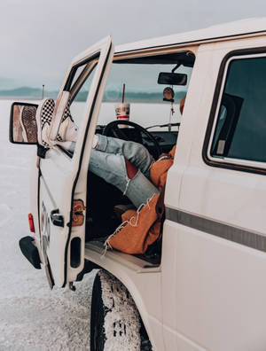 Ready To Hit The Road In A Stylish Pair Of Vans Wallpaper