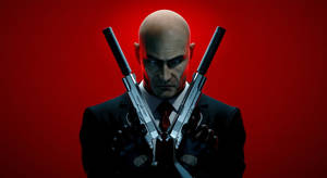 Real Hitman With Guns Red Aesthetic Wallpaper