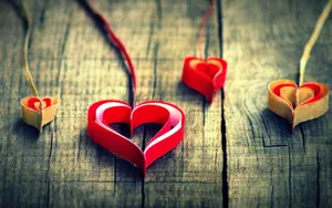 Really Cool Love Handmade Paper Hearts Wallpaper