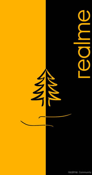 Realme 7 Pro Black Yellow Tree Wallpaper