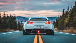 Rear Angle White Car Wallpaper