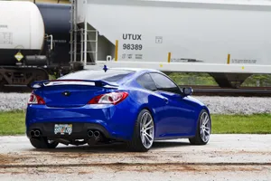 Rear End Blue Hyundai Genesis Wallpaper