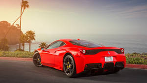 Red 1920x1080 Ferrari 458 Italia On Coastal Road Wallpaper