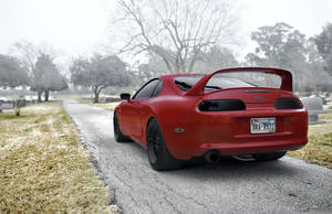 Red 4k Supra Rear View Wallpaper