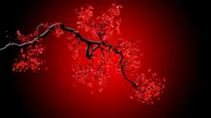 Red Aesthetic Cherry Blossoms Wallpaper