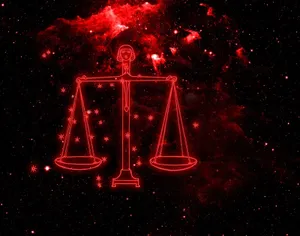 Red Aesthetic Cute Libra Zodiac Graphic Art Wallpaper