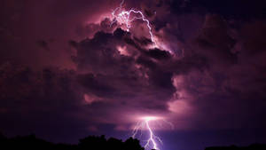 Red Aesthetic Lightning Cloud Storm Wallpaper