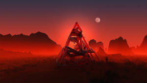 Red Aesthetic Mystery 3d Art Landscape Wallpaper