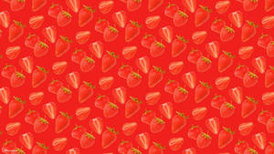 Red Aesthetic Strawberry Desktop Wallpaper