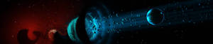Red And Blue Abstract Three Screen Wallpaper