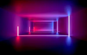 Red And Blue Neon Light Room Wallpaper