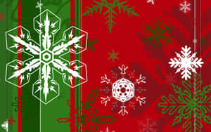 Red And Green Christmas Snowflakes Wallpaper