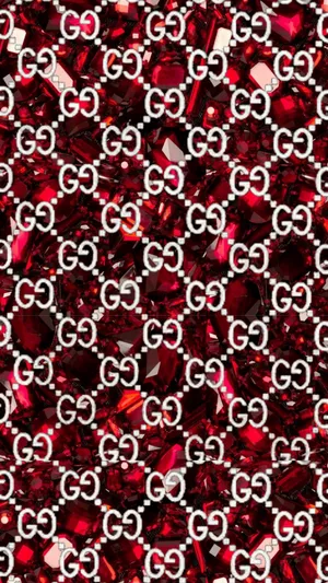 Red And White Gucci Pattern Wallpaper