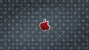 Red Apple Logo With Snowflakes Wallpaper