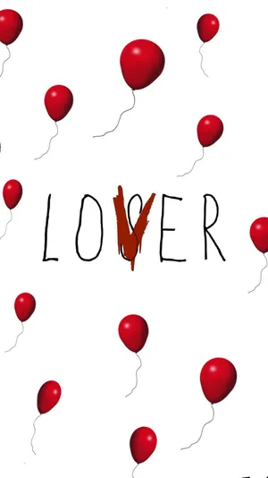 Red Balloons And White Lover Loser Wallpaper