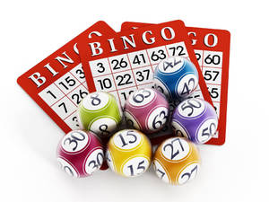 Red Bingo Cards With Balls Wallpaper