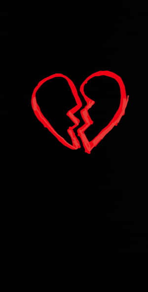 Red Broken Heart Aesthetics Wallpaper