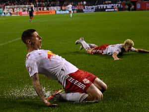 Red Bull Footballer Patryk Klimala Victory Wallpaper