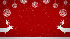 Red Christmas Background Reindeers Wallpaper