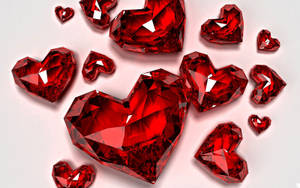 Red Crystal Glam Hearts Wallpaper